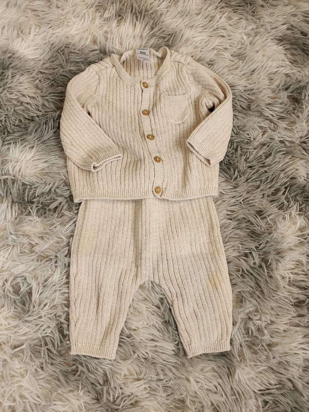 Carter's Cream Ribbed Knit Two-Piece Set - Picture 1 of 1